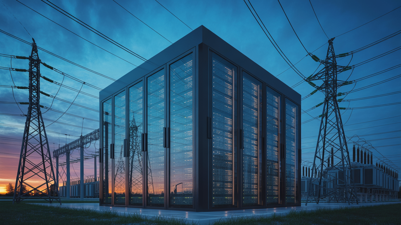 Data center with power grid infrastructure