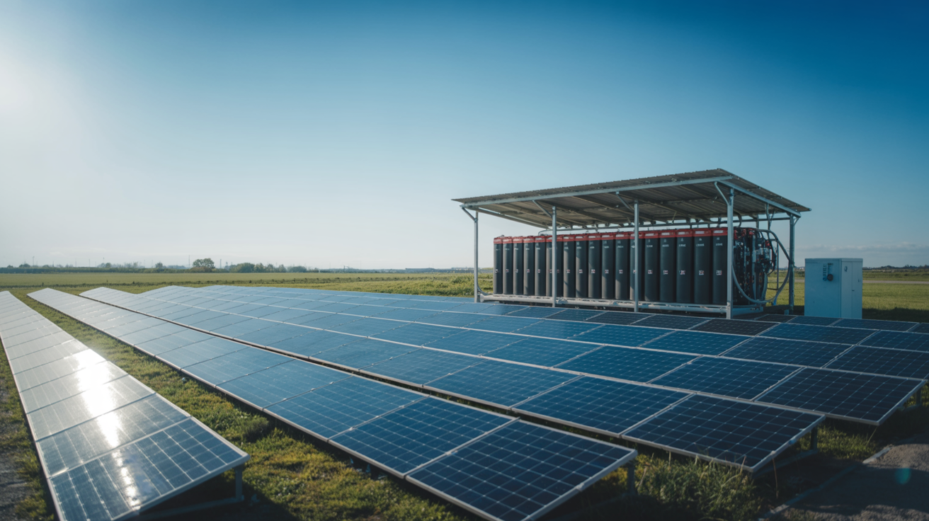 Solar panel array connected to battery bank