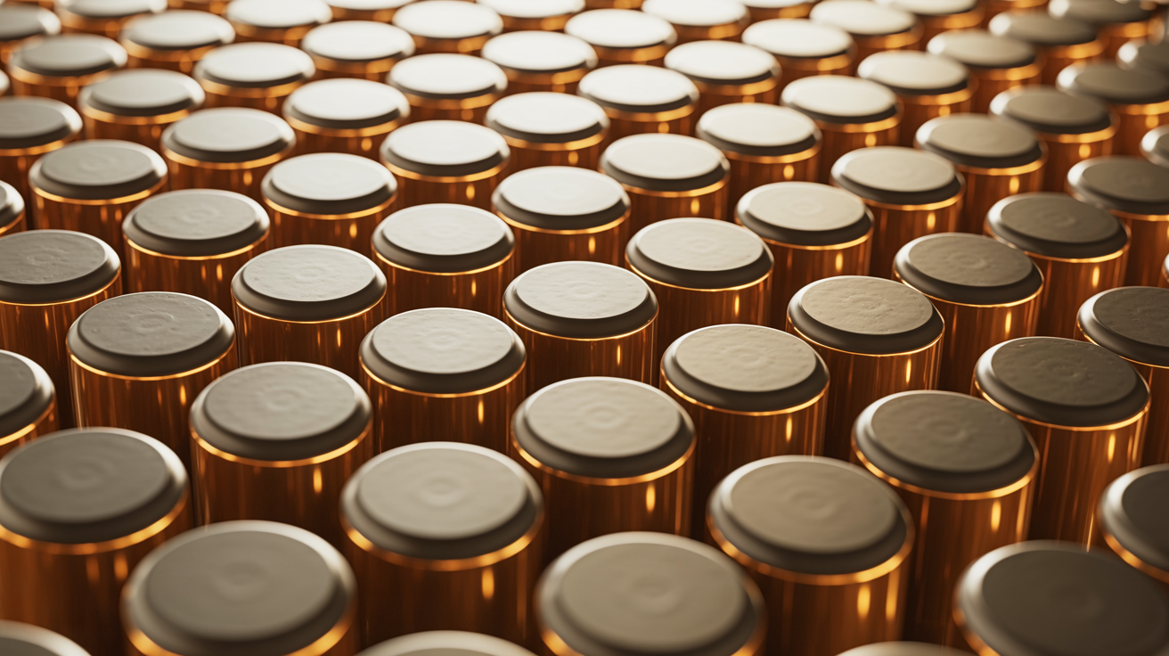 Premium LiFePO4 battery cells with golden lighting