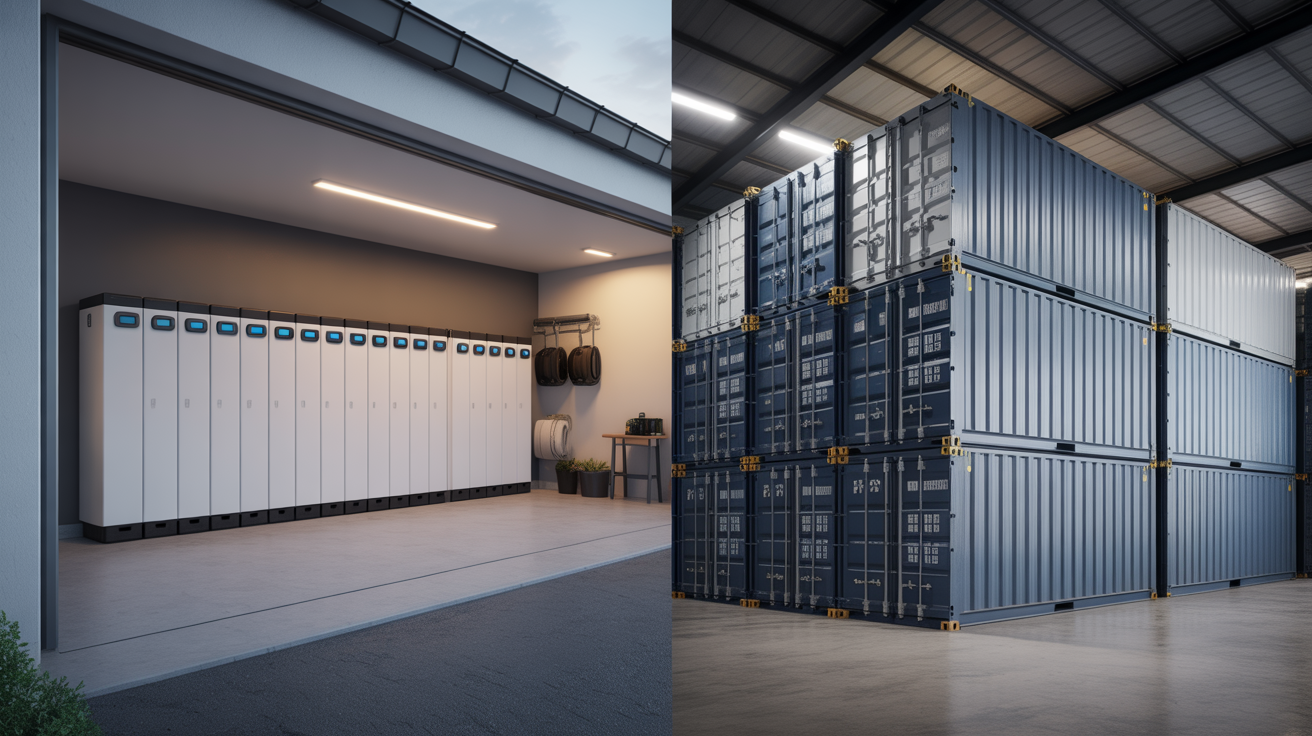 Residential home battery vs large commercial BESS installation